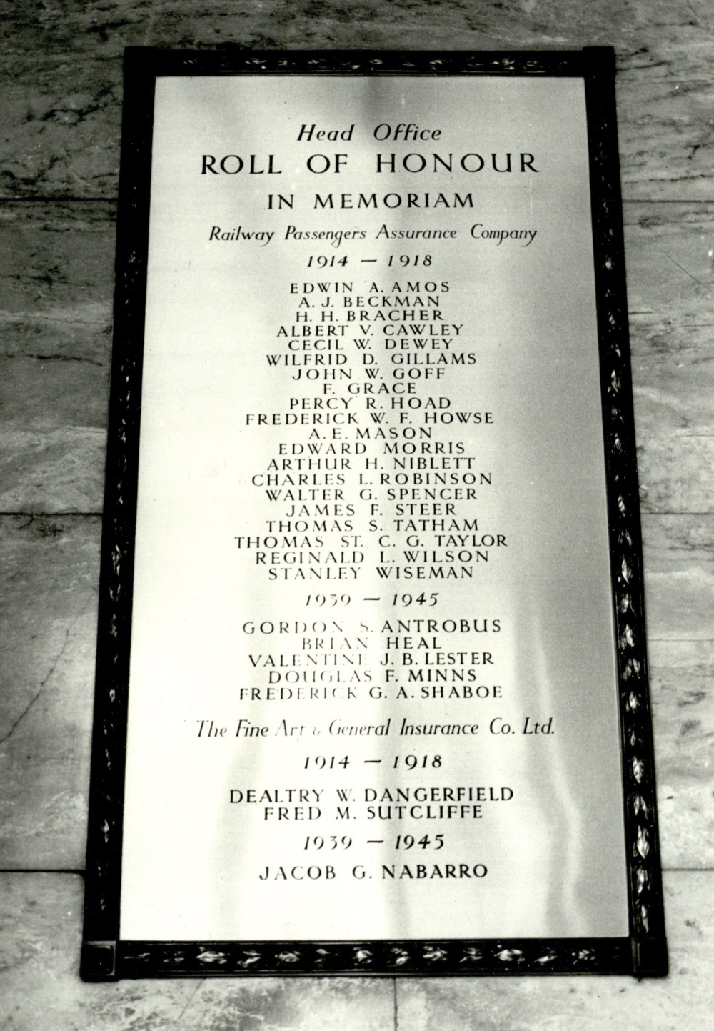 Railway Passengers Assurance Company War Memorial.