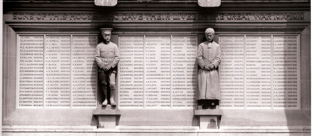 War Memorial, Christ’s Hospital School in Horsham, West Sussex, Albert Victor Cawley