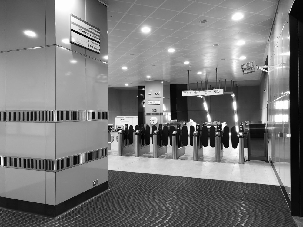 The new Waterloo & City line entrance at Bank station on the London Underground network.